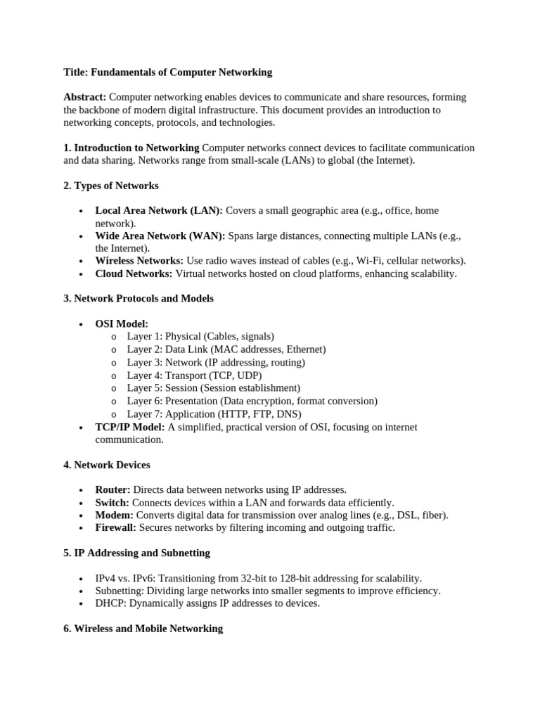 Fundamentals of Computer Networking | PDF | Computer Network | Internet ...