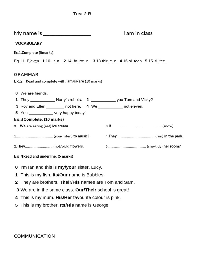 SMILES 3 Test Booklet: Test 2 B | PDF