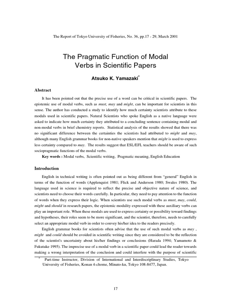 Modal Verbs in Scientific Writing Analysis | PDF | English Language