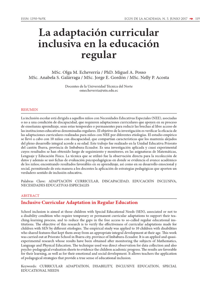 Adaptación Curricular Inclusiva en Educación | PDF | Plan de estudios ...