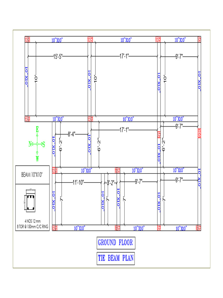 Tie Beam Layout and Details Plan | PDF