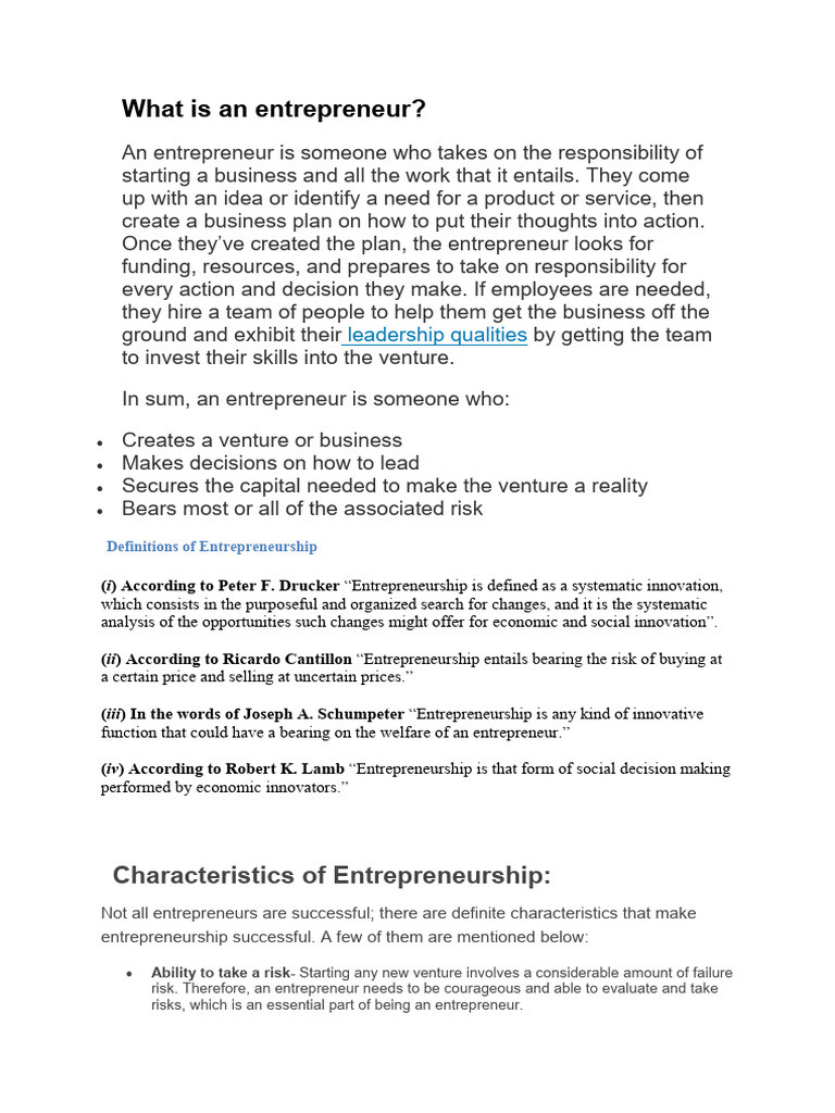 Characteristics of Successful Entrepreneurs | PDF | Entrepreneurship ...