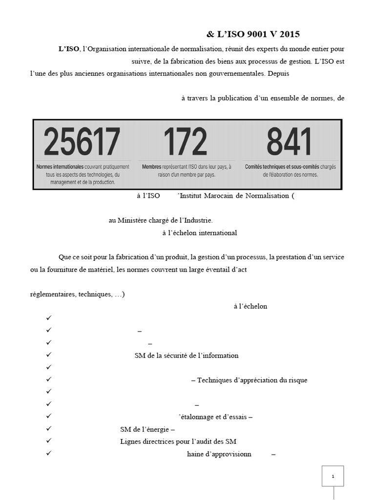 ISO 9001 V 2015 : Normes et Certification | PDF | Management de la ...