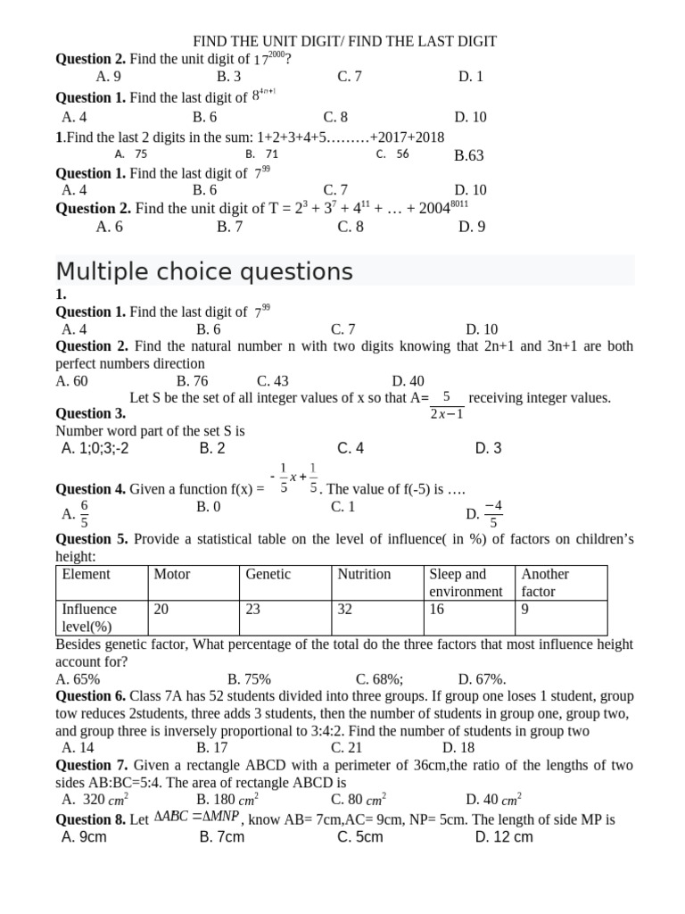 Find The Unit Digit | PDF | Euclidean Geometry | Mathematics