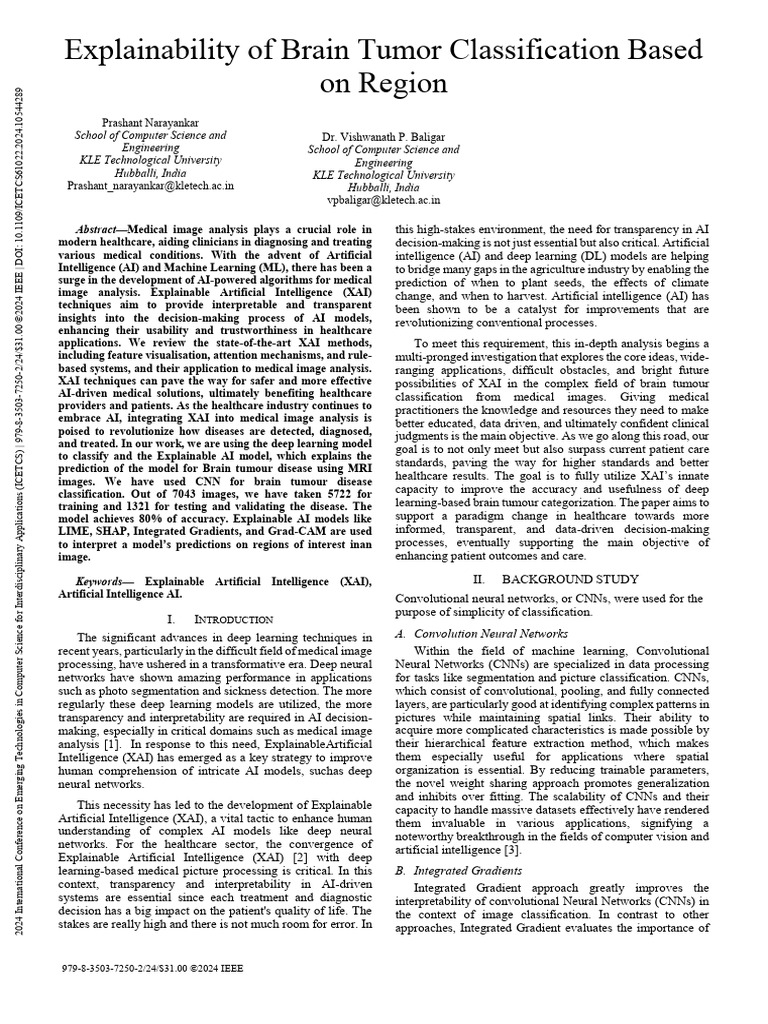 Explainability of Brain Tumor Classification Based On Region | PDF ...