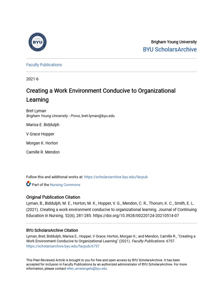 Creating a Conducive Learning Environment | PDF | Nursing | Goal