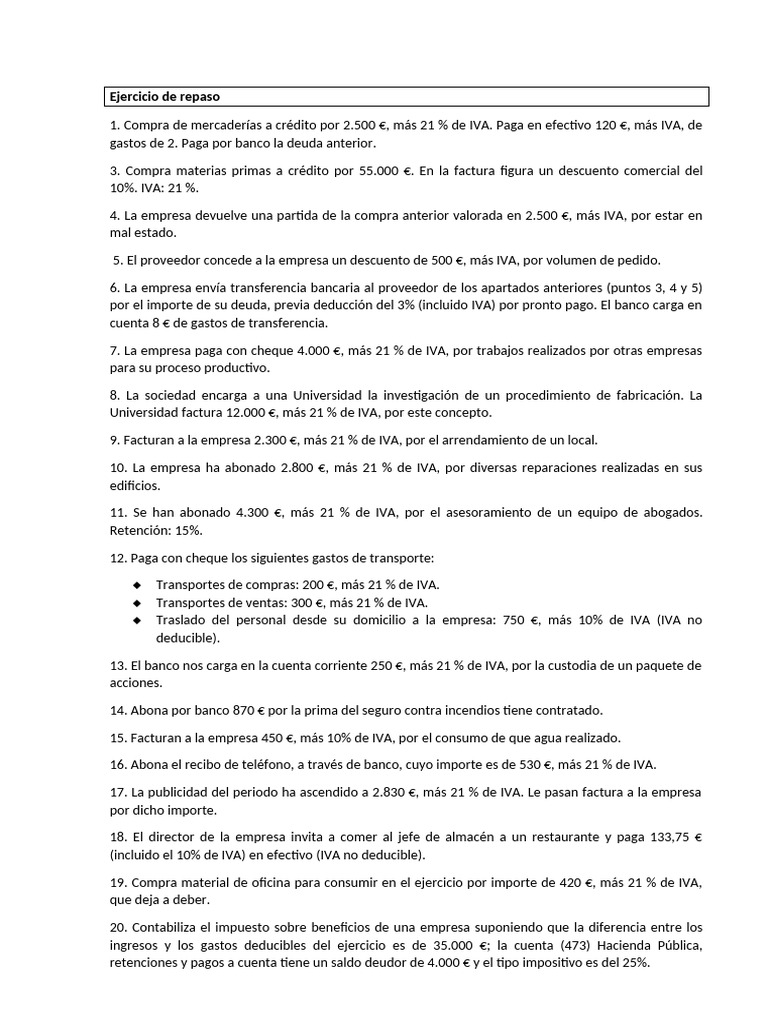 Ejercicios de Contabilidad y Finanzas | PDF | Bancos | Impuesto al ...
