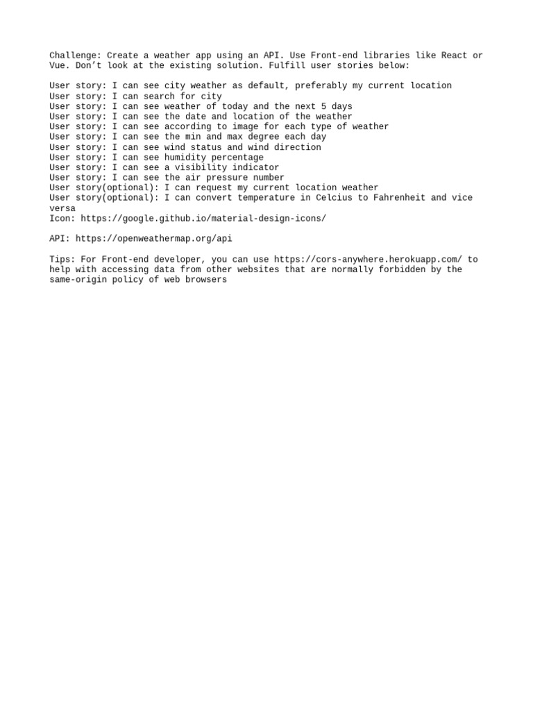 Weather App Development Challenge | PDF