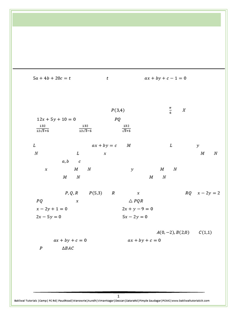 Math Practice Sheet: Straight Lines | PDF | Euclidean Geometry ...