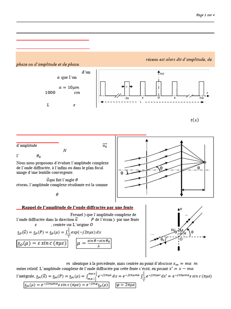 Interférence et diffraction par réseaux | PDF | Dispersion (mécanique ...