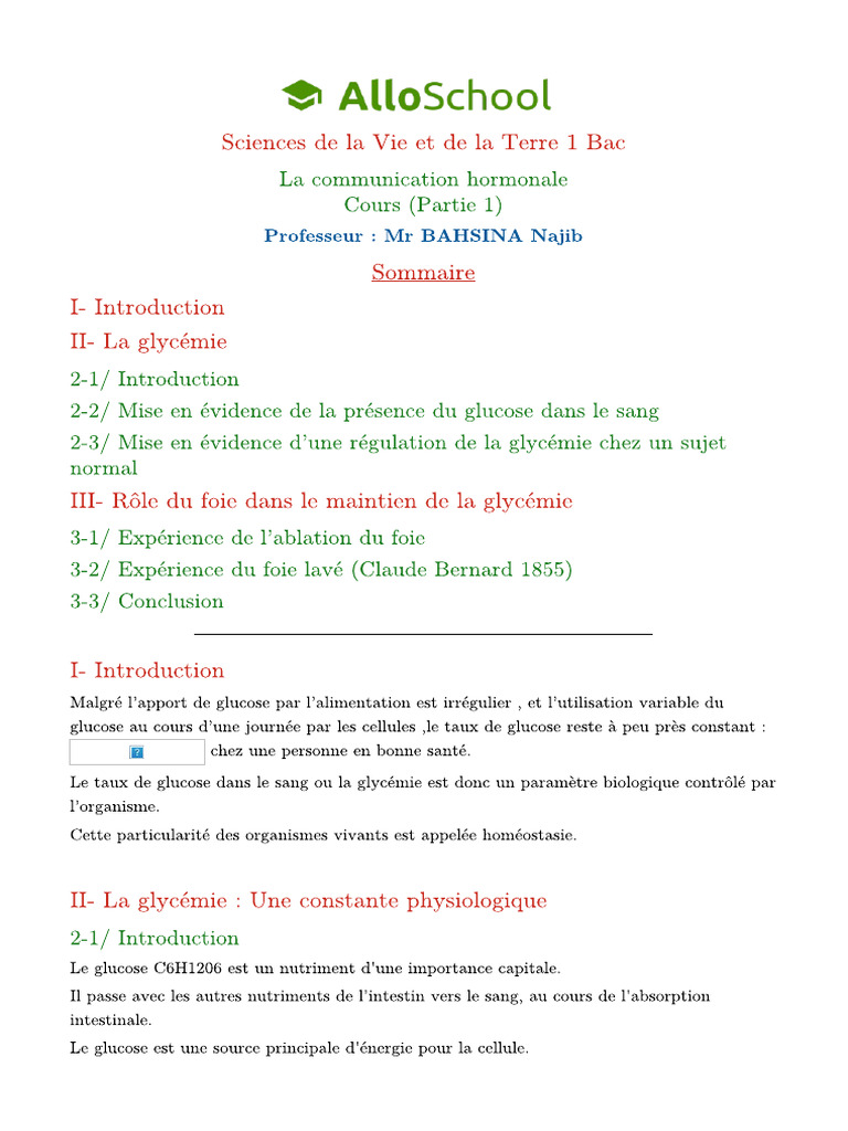 La Communication Hormonale Cours (Partie 1) | PDF