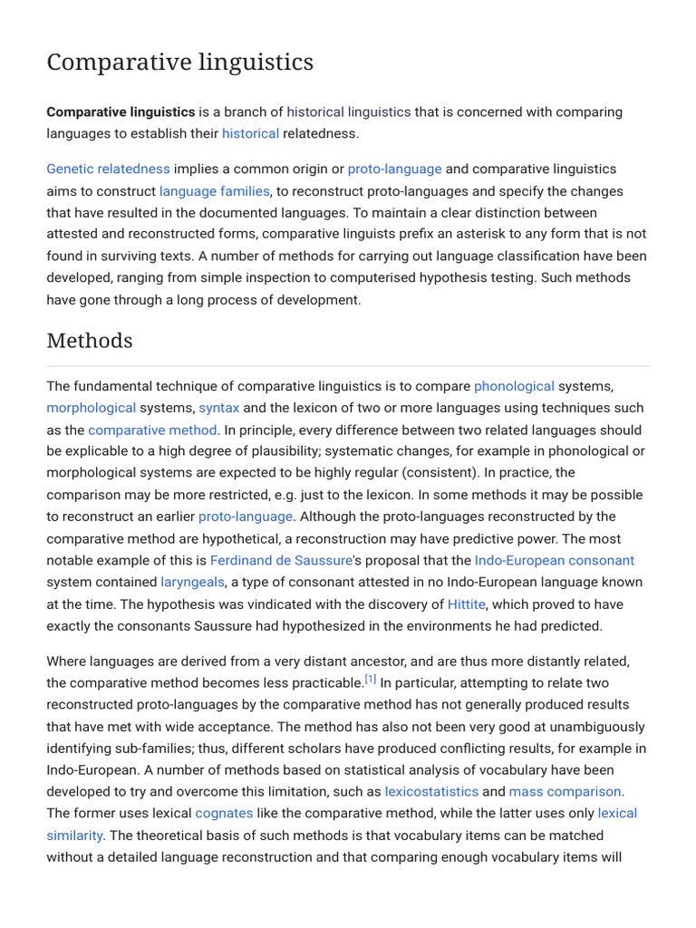Comparative Method in Linguistics | PDF | Communication | Linguistics