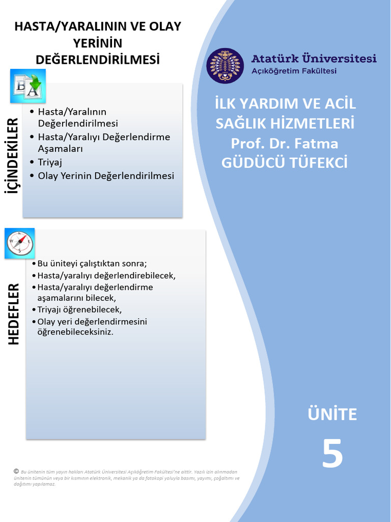 İlk Yardim Ve Acil Sağlik Hizmetleri Prof. Dr. Fatma Güdücü Tüfekci | PDF