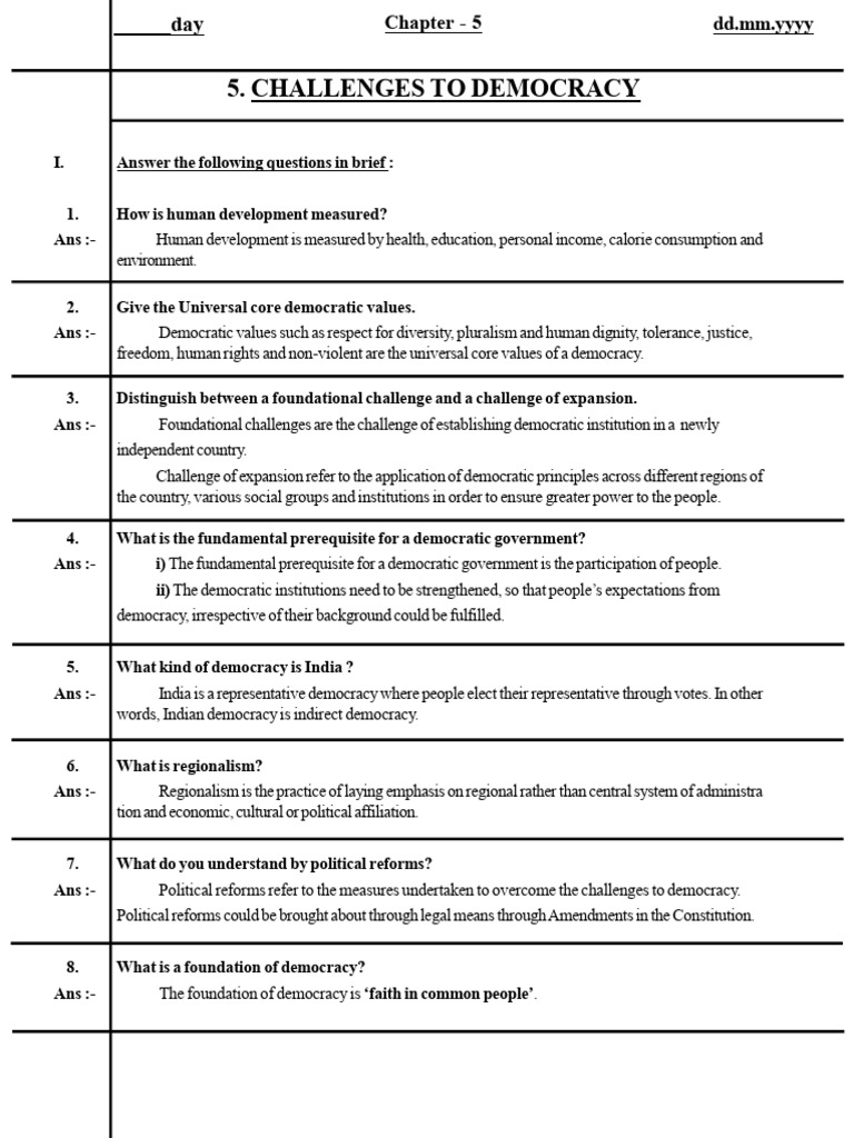 Challenges To Democracy | PDF | Democracy | Political Ideologies