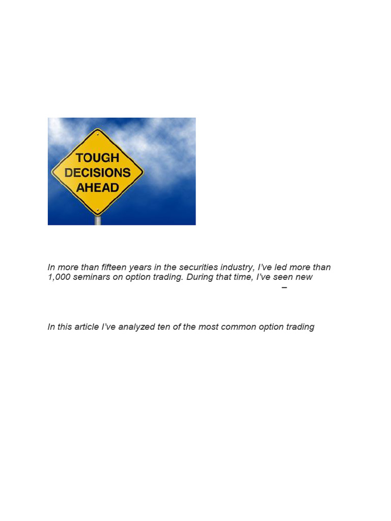 Top 10 Options Trading Mistakes | PDF | Option (Finance) | Private Sector