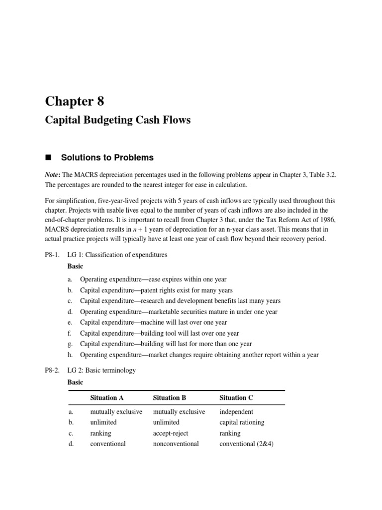 Capital Budgeting Cash Flows: Solutions To Problems | PDF | Book Value ...