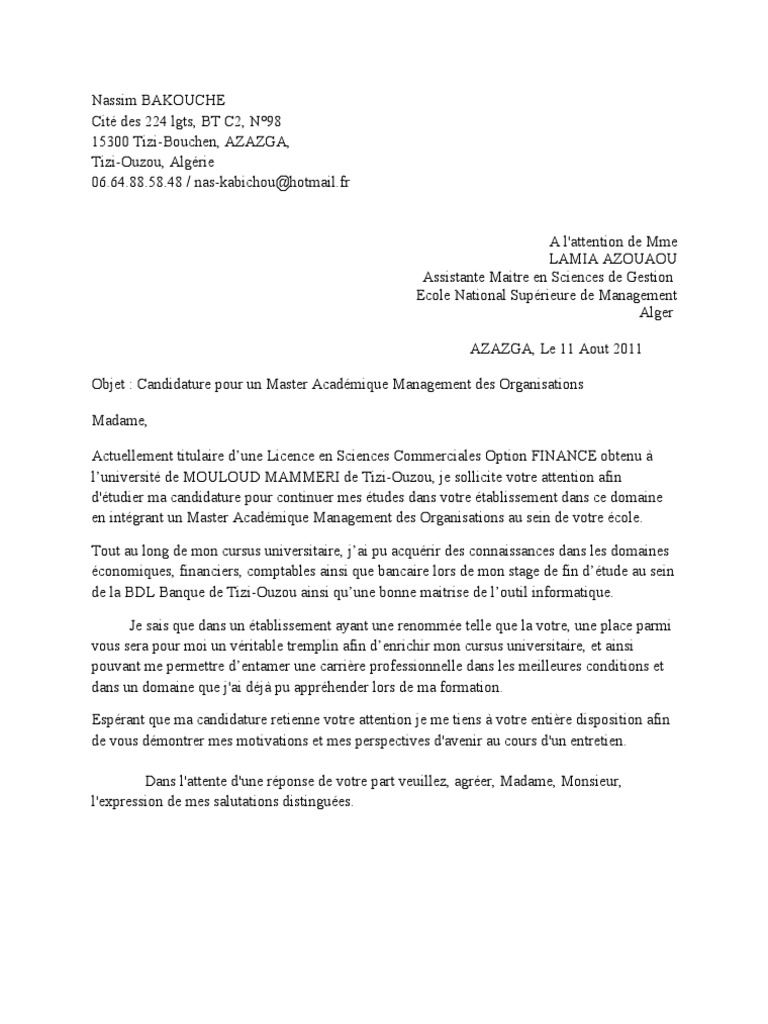 Lettre De Motivation Master Data Scientist  Soalan 1