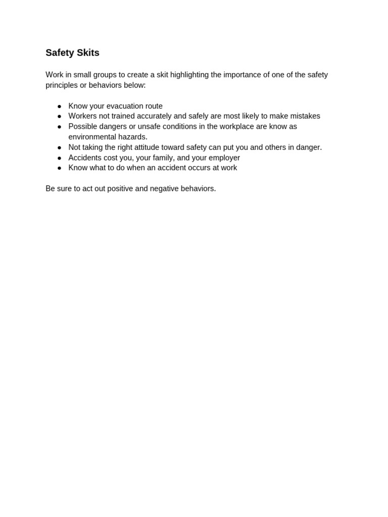 Creating Impactful Safety Skits | PDF