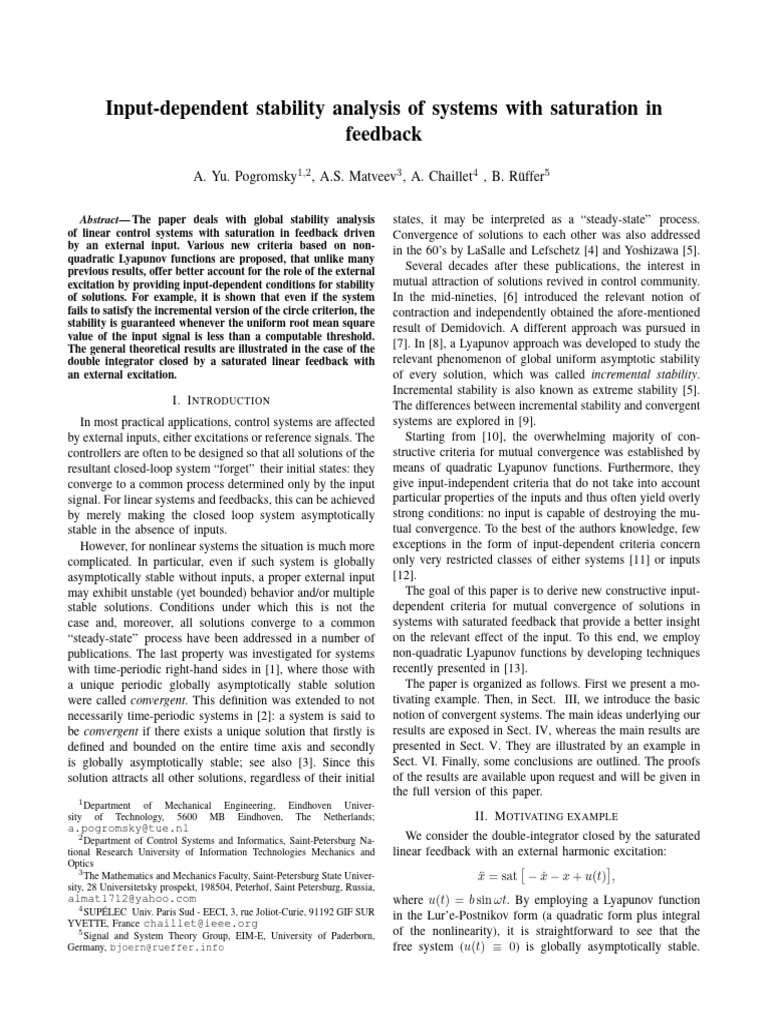 Input-Dependent Stability Analysis of Systems With Saturation in ...