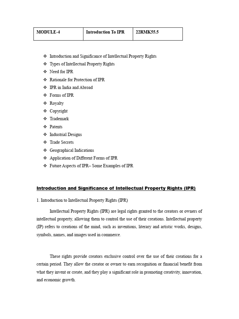Understanding Intellectual Property Rights | PDF | Intellectual ...