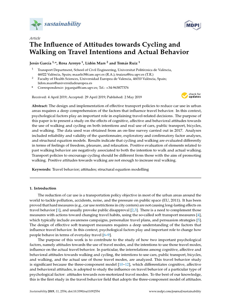 Impact of Attitudes on Travel Behavior | PDF | Attitude (Psychology ...