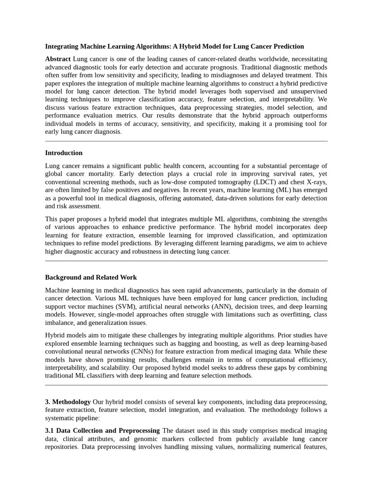Hybrid ML Model for Lung Cancer Prediction | PDF | Machine Learning ...