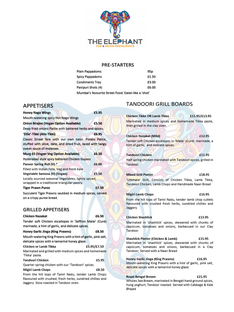 Indian Appetizers and Grilled Dishes Menu | PDF | Foods | European Cuisine
