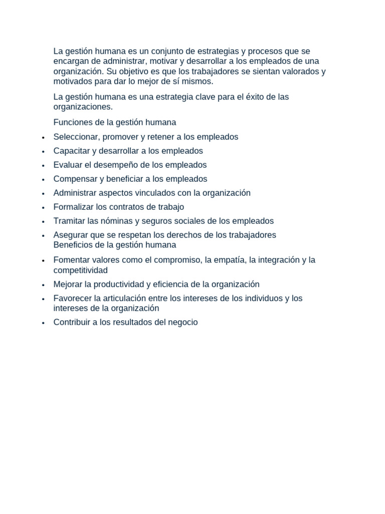 Gestion Humana | PDF