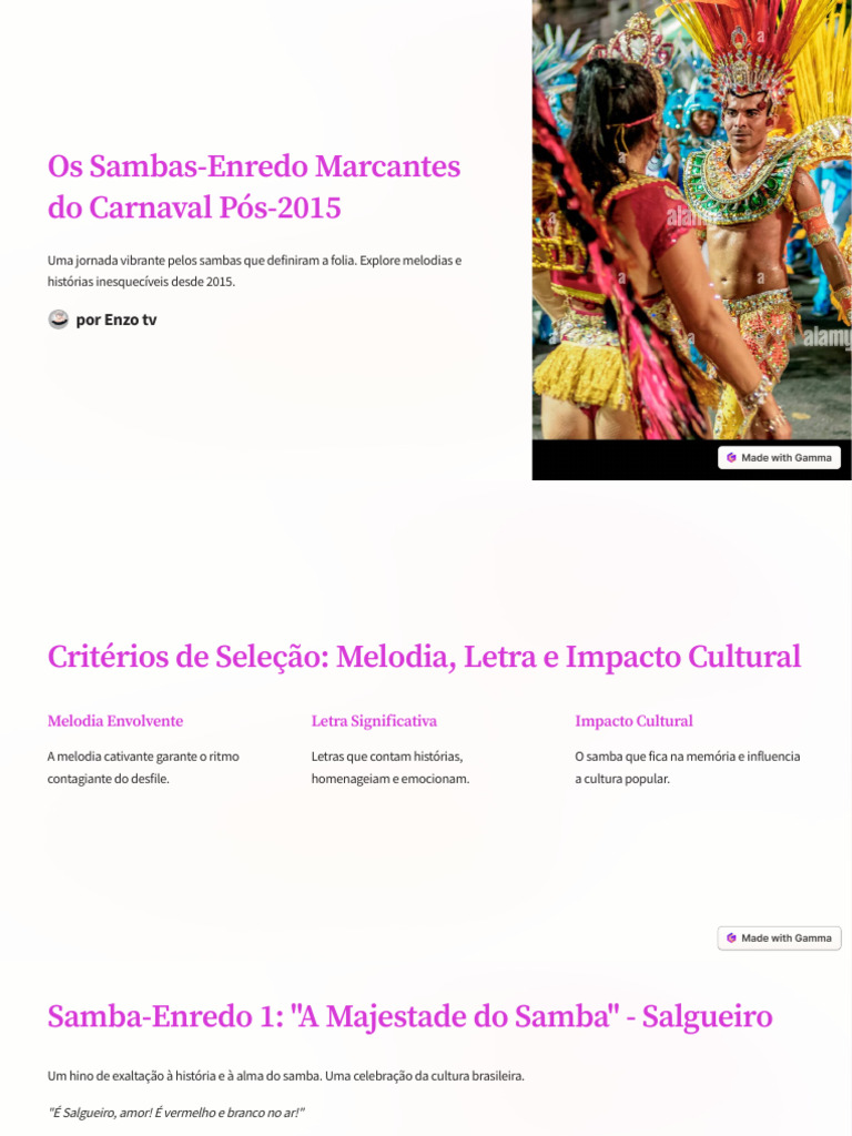Sambas-Enredo Icônicos Pós-2015 | PDF