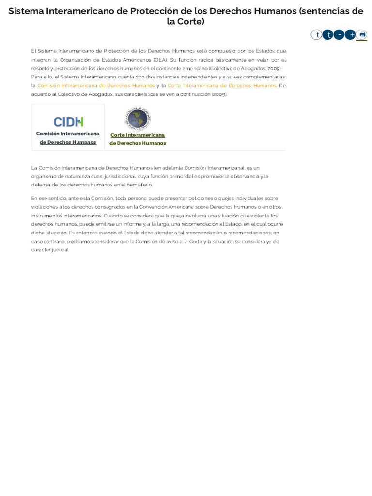 Sistema Interamericano de Protección de Los Derechos Humanos ...