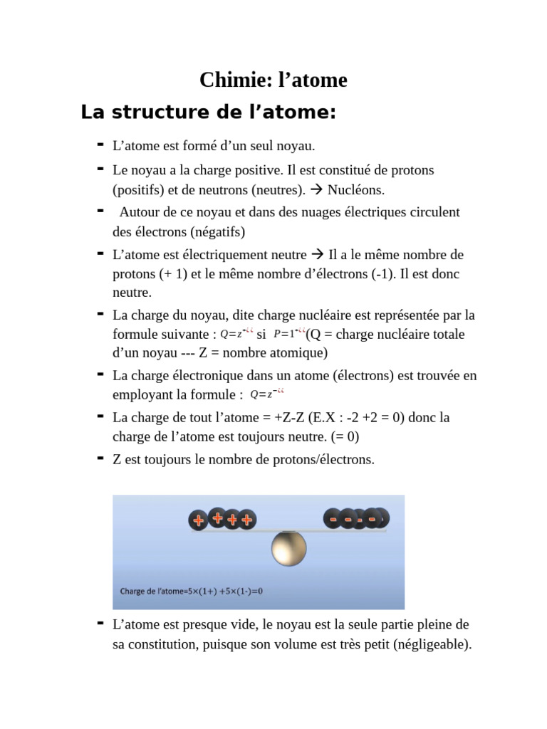 Structure et caractéristiques de l'atome | PDF | Noyau atomique | Atomes