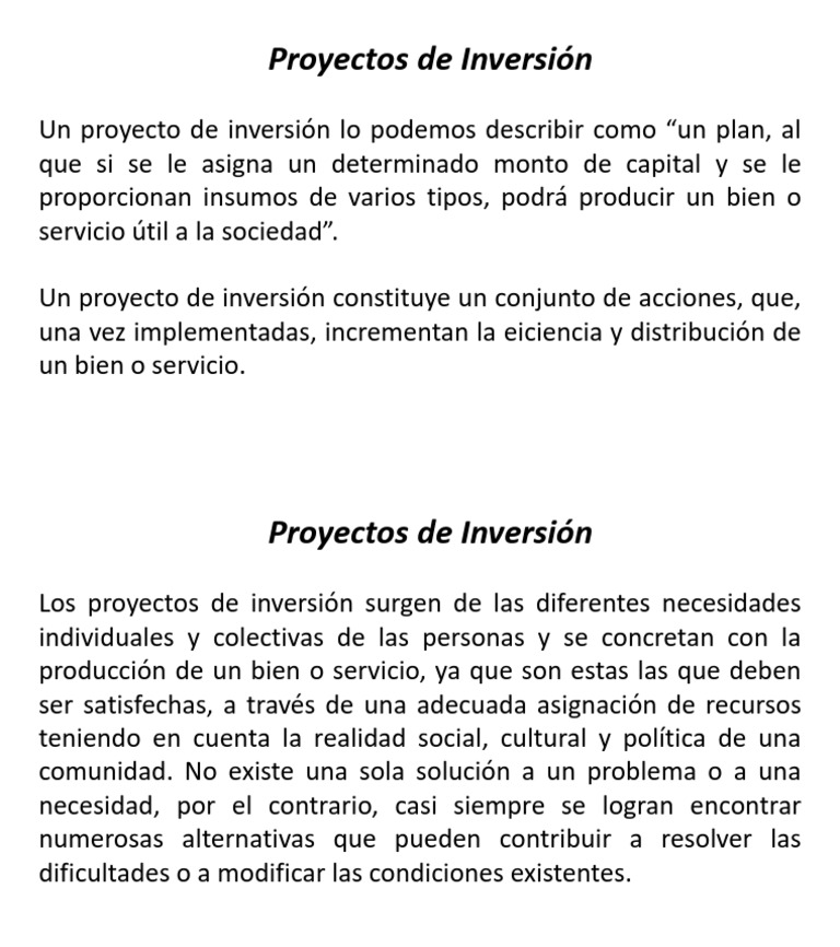Proyectos de Inversión: Definición y Claves | PDF