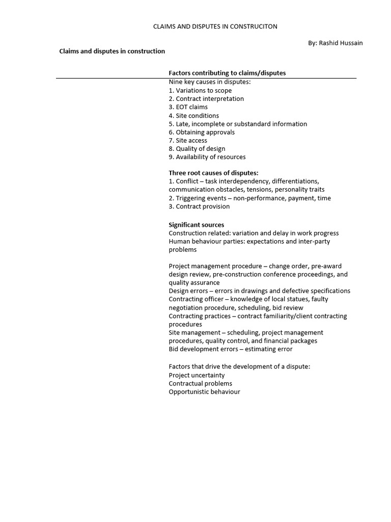Claims and Disputes in Construciton Projects 1660384265 | PDF | Project ...