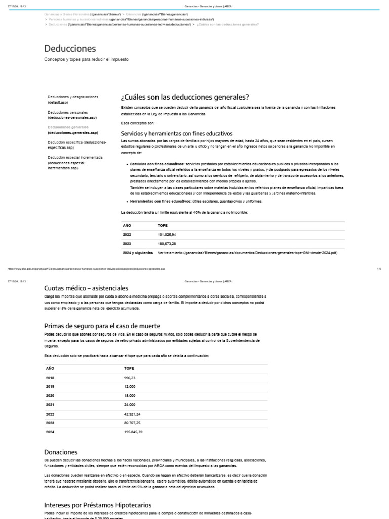 Deducciones Generales | PDF | Impuesto sobre la renta | Hipotecas
