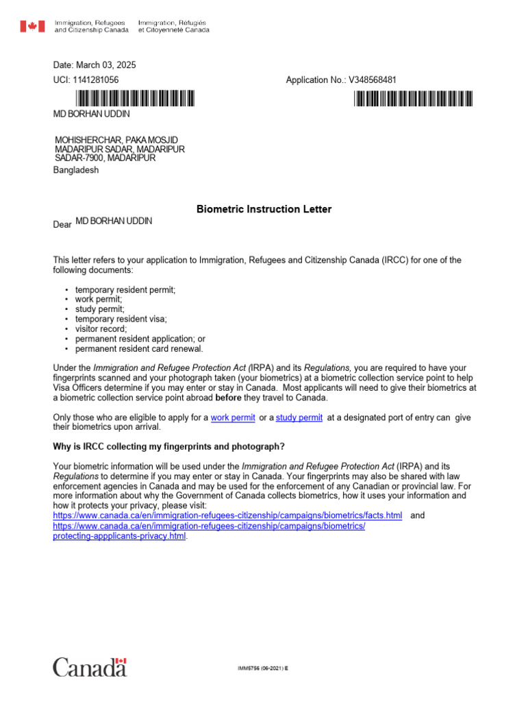 Biometric Collection Instructions for IRCC | PDF | Immigration | Human ...