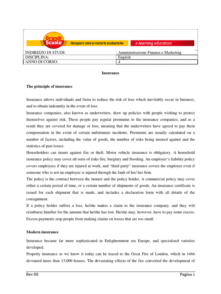 Understanding Insurance Principles and History | PDF | Insurance ...