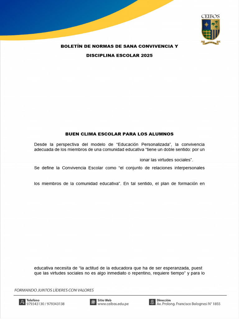 Normas de Convivencia Escolar 2025 | PDF | Salón de clases | Familia