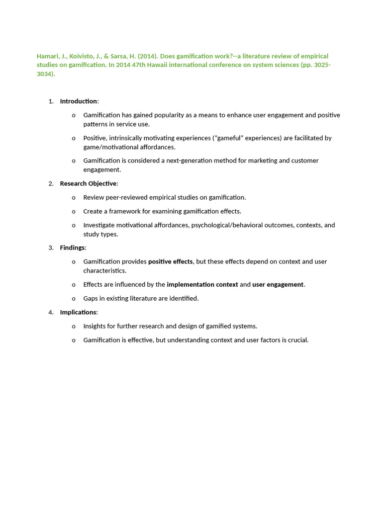 Does Gamification Work Notes | PDF