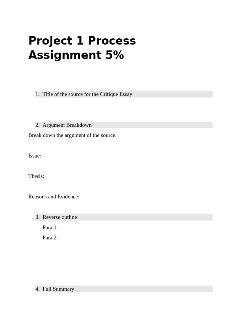 Critique Essay Process Guide | PDF