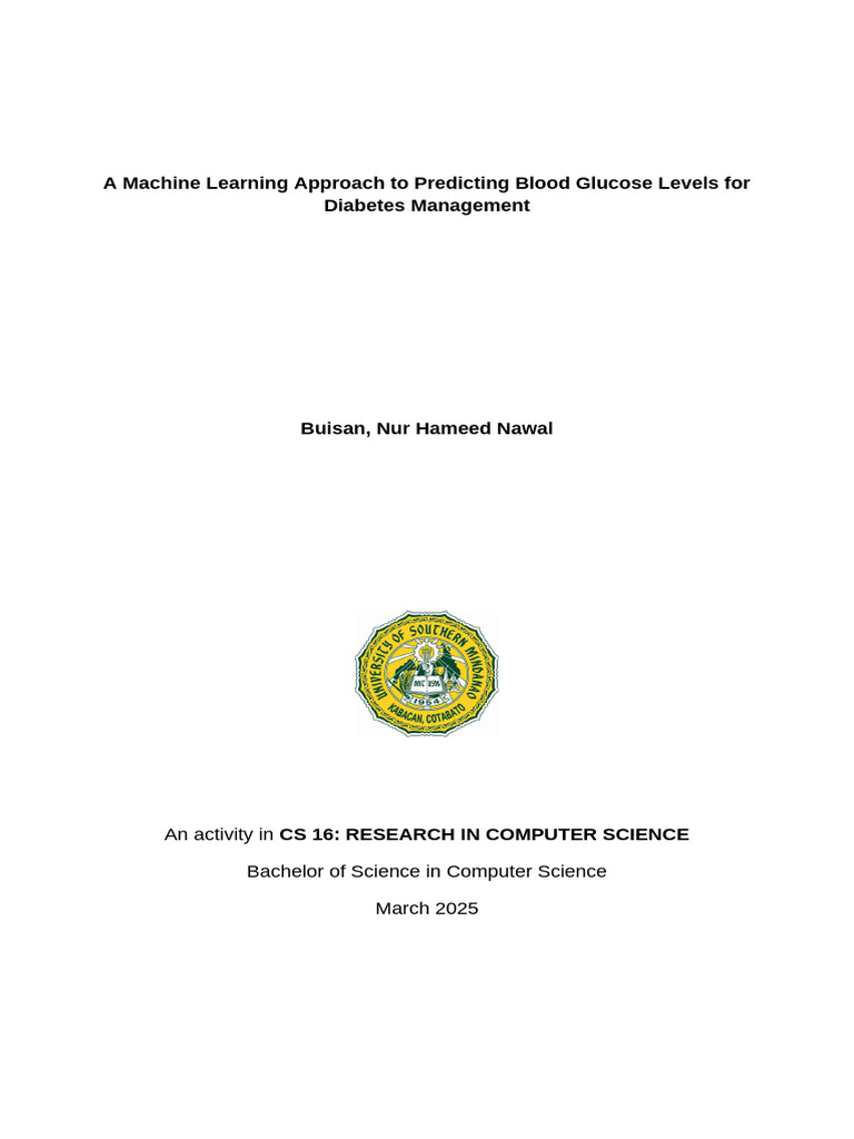 A Machine Learning Approach To Predicting Blood Glucose Levels For ...