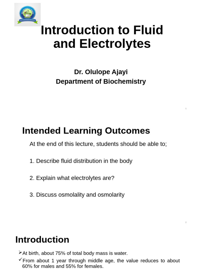 Fluid and Electrolytes - Mbbs 2 | PDF | Electrolyte | Dehydration