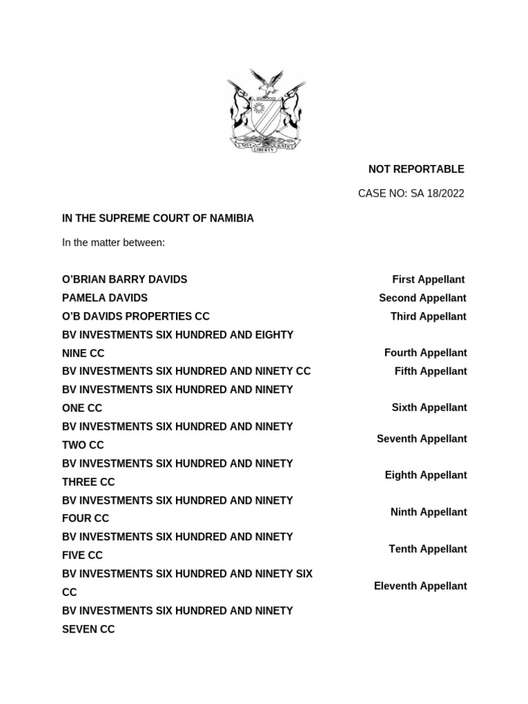 Namibia Supreme Court Appeal Summary | PDF | Lawsuit | Judgment (Law)