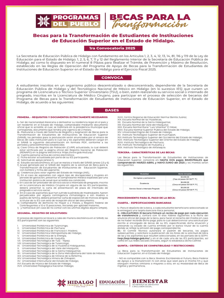 Convocatoria Becas Transformación 2025 | PDF