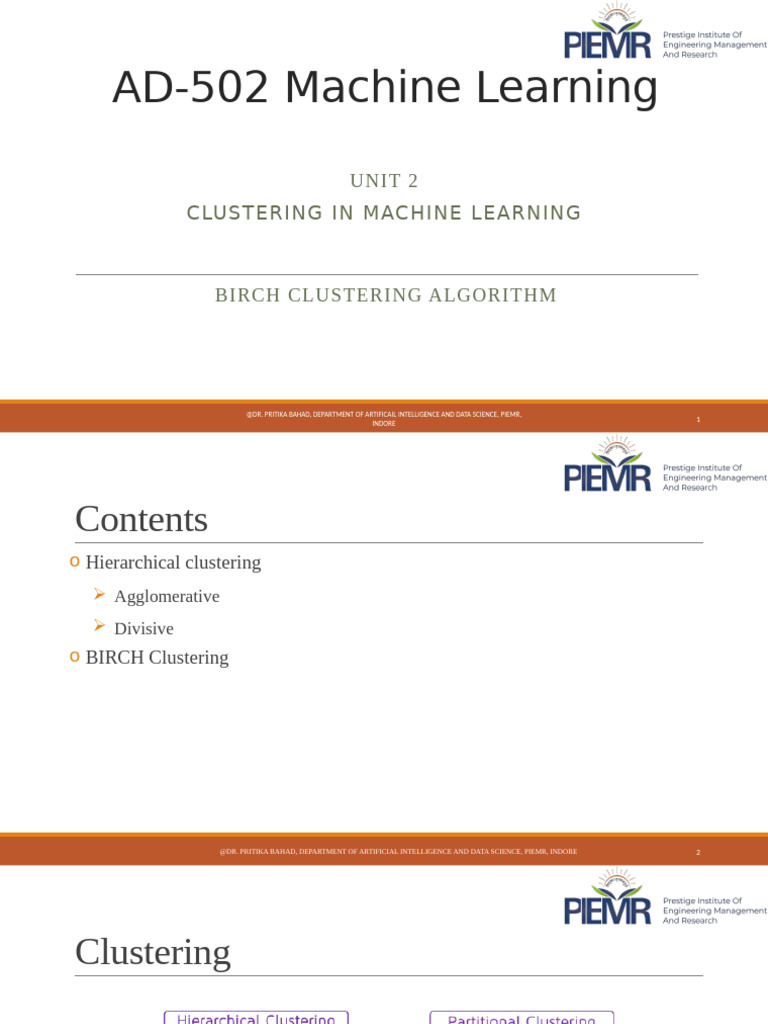 BIRCH Clustering in Machine Learning | PDF | Cluster Analysis | Applied ...
