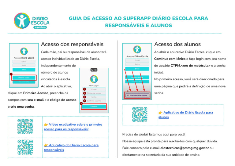 Guia de Primeiro Acesso Do SuperApp Diário Escola Para Família Da CTPM ...