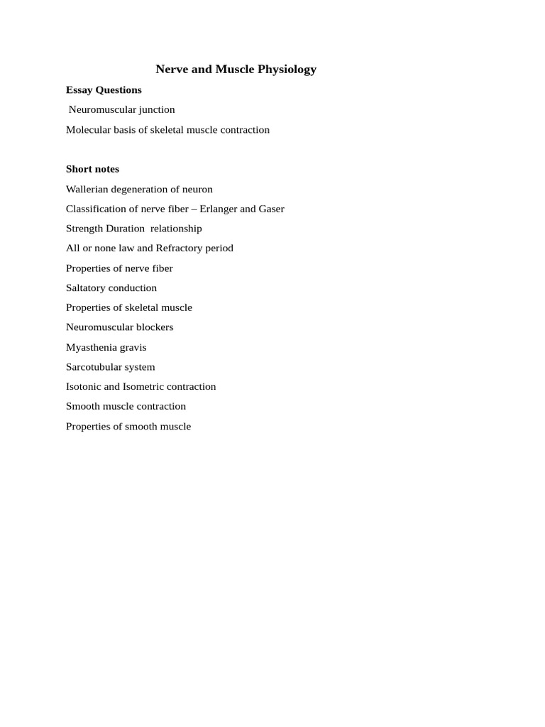 Nerve and Muscle Physiology | PDF