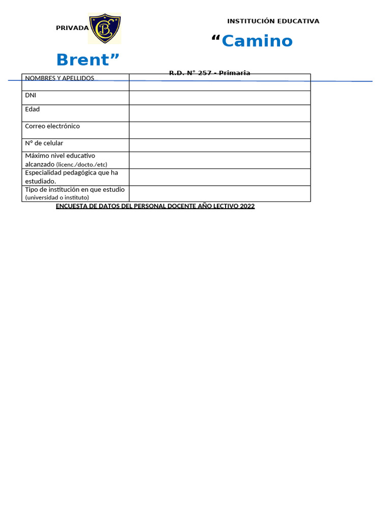 Ficha de Datos Del Docente 2022 | PDF