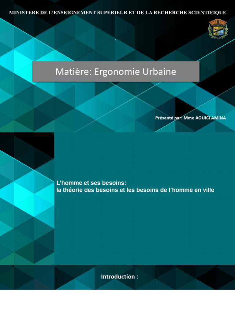 Besoins fondamentaux de l'homme en ville | PDF | Motivation | Motivant
