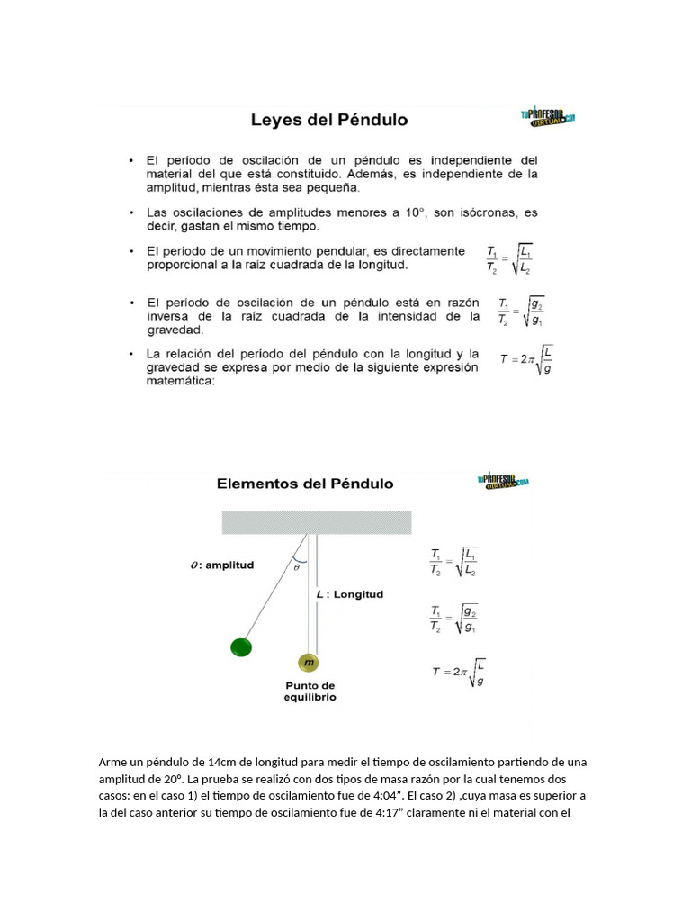 Medición de oscilaciones en péndulos | PDF