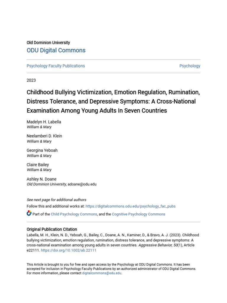 art 19 | PDF | Emotional Self Regulation | Major Depressive Disorder